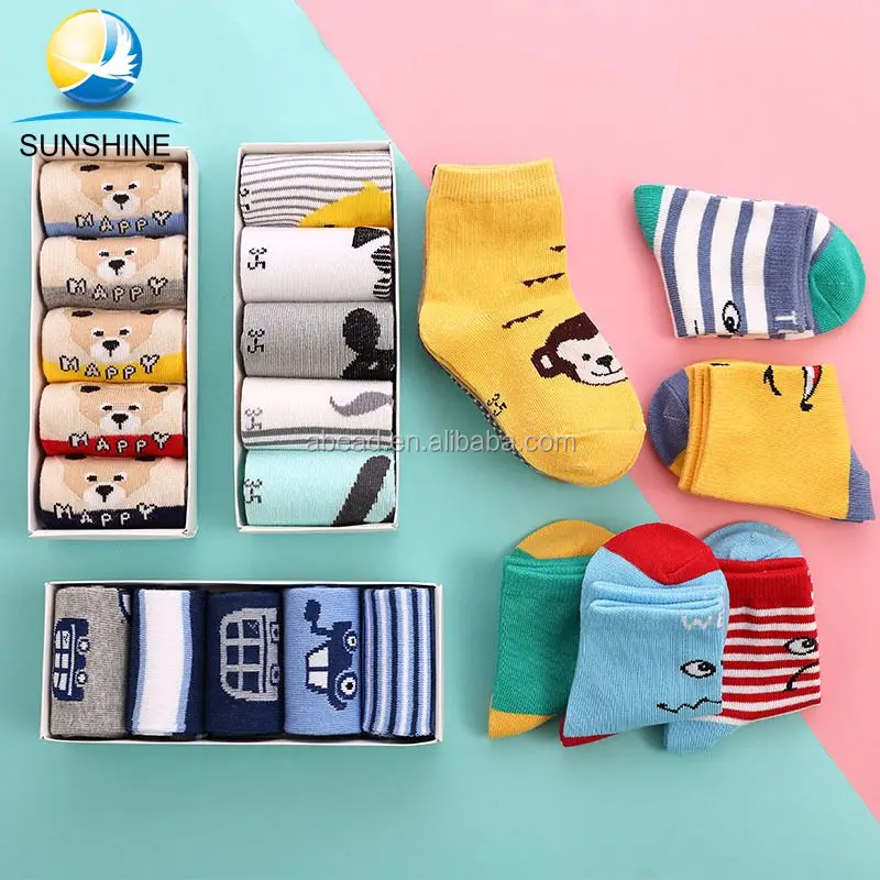 

Wholesale hot sale fashionable 100% cotton cartoon sock children cute animal kids set socks, Custom color