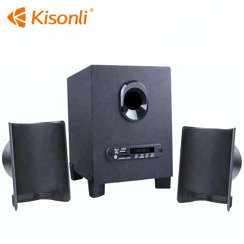 

Kisonli FCC 18 Inch Bass Speakers USB 2.1 Channel Amplifier PC Speaker Home Theatre Pa Speaker, Black+blue/black+red