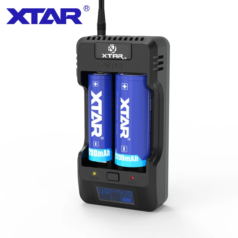 

XTAR VP2 2 slots 1A universal LCD Battery Charger for 3.6V / 3.7V / 3.8V Li-ion / LiFePo4 battery, N/a