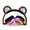 Headphone Bear Ear Headset, LED Light with USB Chargeable Foldable Earphones for Kids Girls Boys