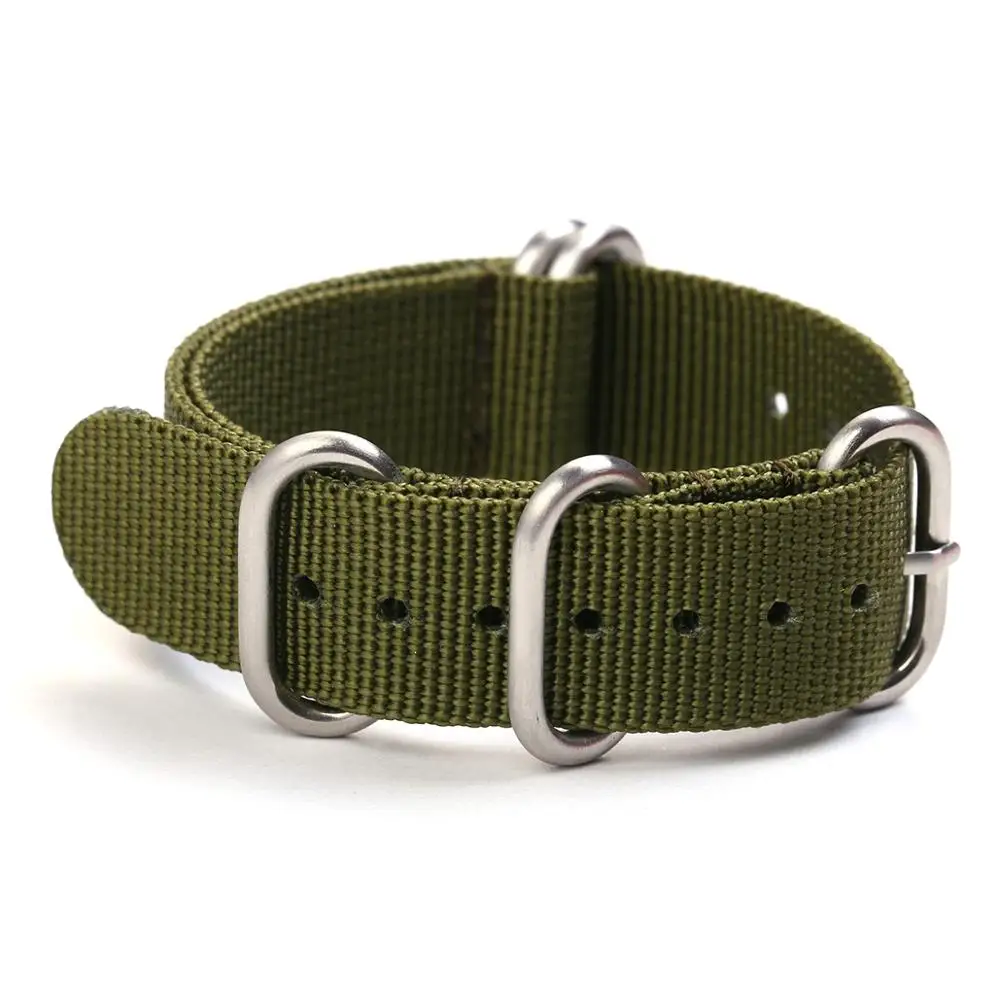 

EACHE Nylon Watch Strap 20mm 22mm 24mm Wholesale/Retail(have stock) Silver/Black Rings ZULU Nylon Watch Band, As photo