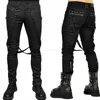 2015 GOTHIC MOTO BONDAGE GOTH PUNK JEANS SKINNY FETISH ROCKER GOTHIC PANTS COTTON MATERIAL