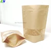 Brown kraft paper bags plain paper bags stand up pouch with resealable zipper and clear window