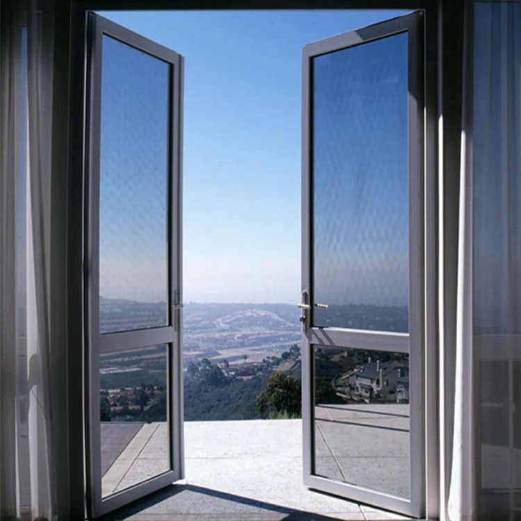 Sun Frame China high performance aluminum double frosted glass french door exterior french doors with blinds