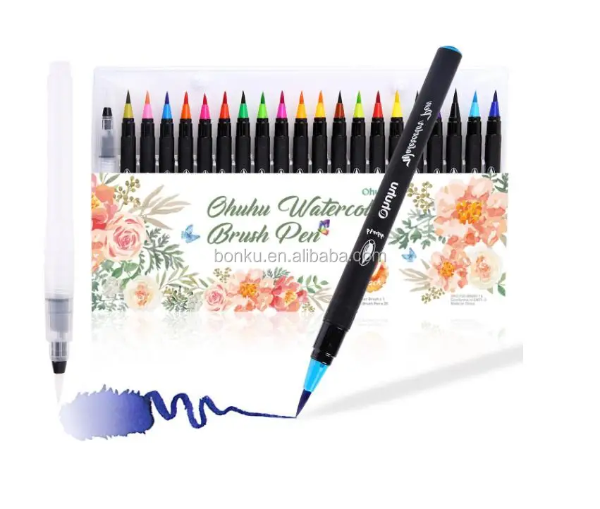 Watercolor Brush Markers Pen  20 Colors Water Based Drawing Marker Brushes Water Coloring Brush