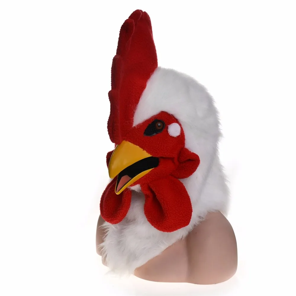 Rooster Moving Mouth Mask With Fur Decorated For Halloween And Party ...