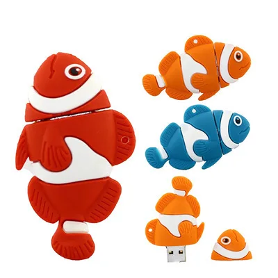 

Customized Fish Usb Flash Memory Stick 16GB 32GB Cartoon PVC Pen Drive