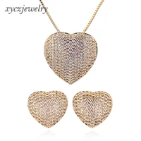 

2019 new best selling heart-shaped zircon earrings pendant jewelry set