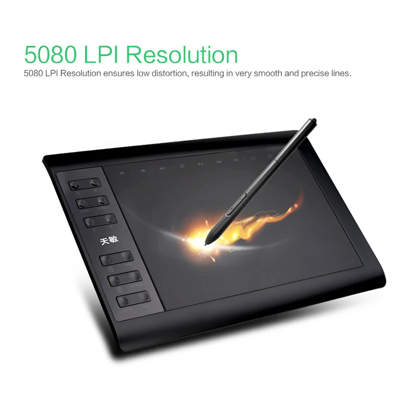 
New 1060 Plus Professional Drawing Tablet 8192 Levels Pen Pressure 12 Hot Key Graphic Tablet 