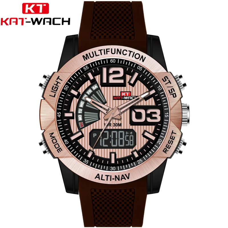 

WJ-7618 Japan Movement Handwatches KAT-WACH Brand Silicone Wrist Watches Big Face Sport Waterproof Men Handwatches, Mix