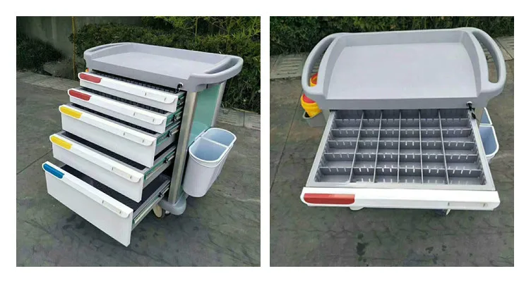 ABS medical equipment mobile medical anesthesia crash trolley cart