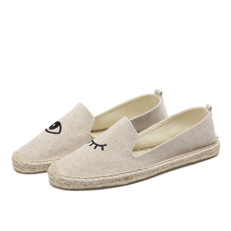 Wholesale Embroider Design Slip On Casual Shoes Woman's Jute
