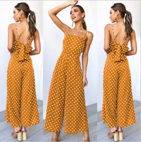 

2019 Summer New Women Fashion Casual Sleeveless Long Polka Dot Jumpsuit