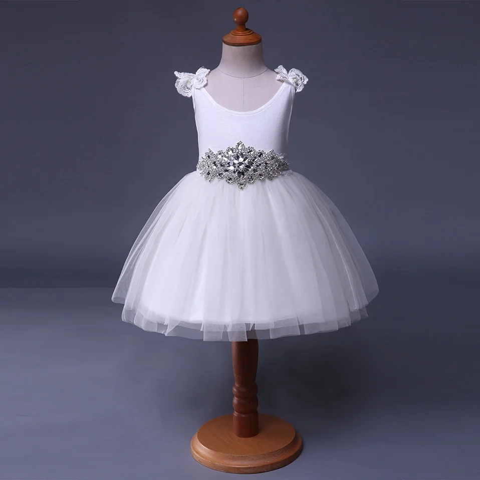 

white wedding lace straps with bead western gowns party dresses clothes for girls