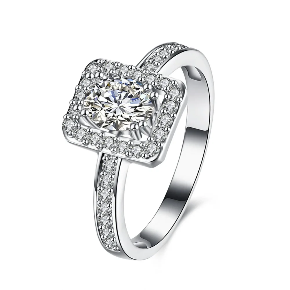 

925 sterling silver micron pave cz square shape engagement ring for women, N/a