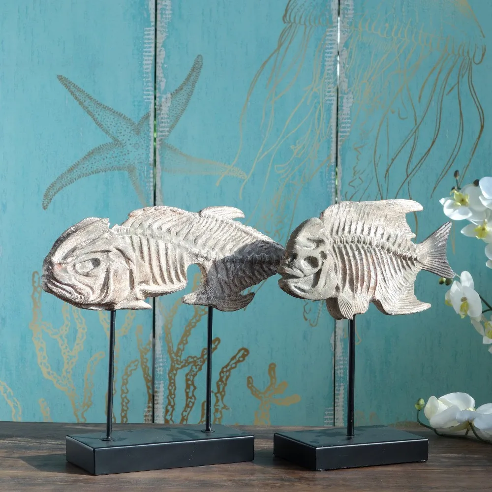 Resin Decorative Fish Fossil Animal Skeleton Sculpture Model Home Decor manufacture