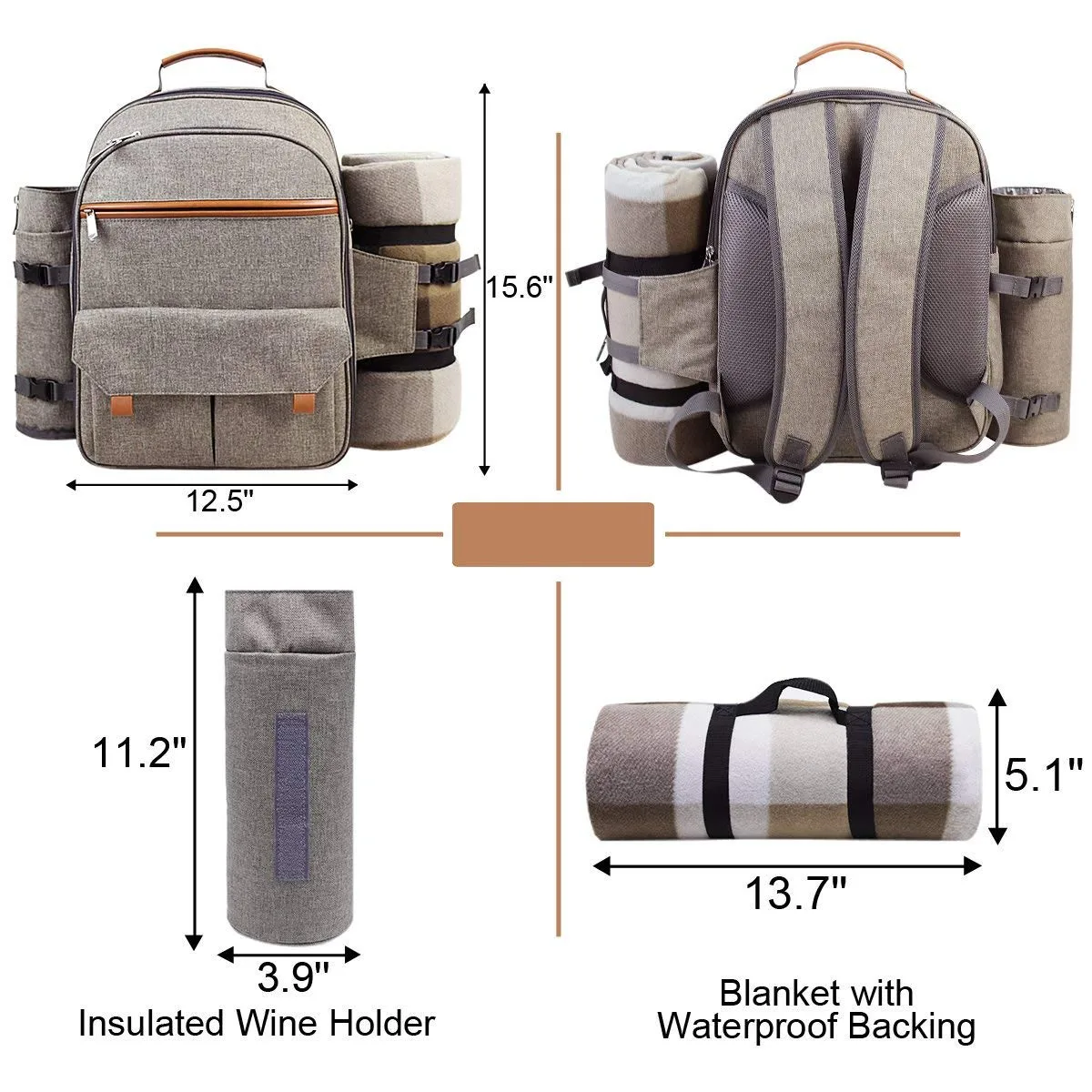 bolsa de aislamiento portátil deportes bolsa de gran capacidad con compartimento aislado para refrigerador para camping xiaowang Mochila de picnic para 4 personas 