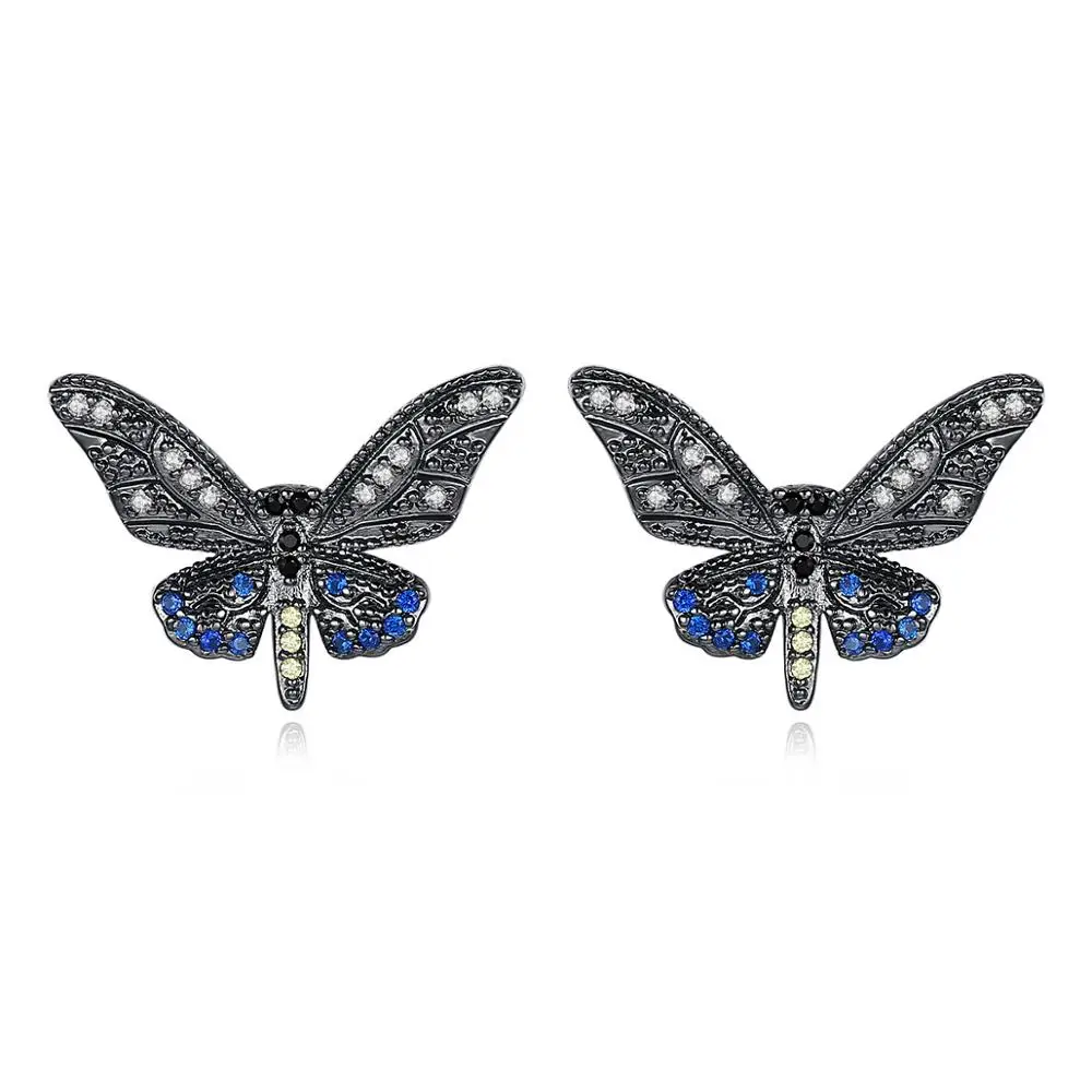 

LUOTEEMI New Butterfly Earrings Black Butterfly Elegant Women Cubic Zirconia Earring Mysterious Brincos Jewelry