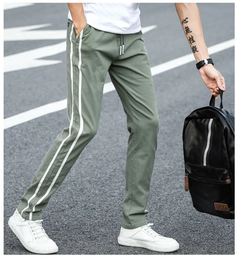 Summer male pants Korean style loose straight sweatpants student long trousers youth men casual pants