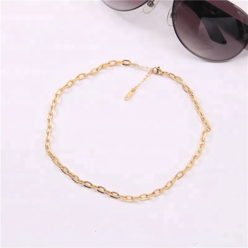 

Gold Plated Punk Choker Necklace Dubai New Solid 14k Gold Plated Chain Designs for Girl