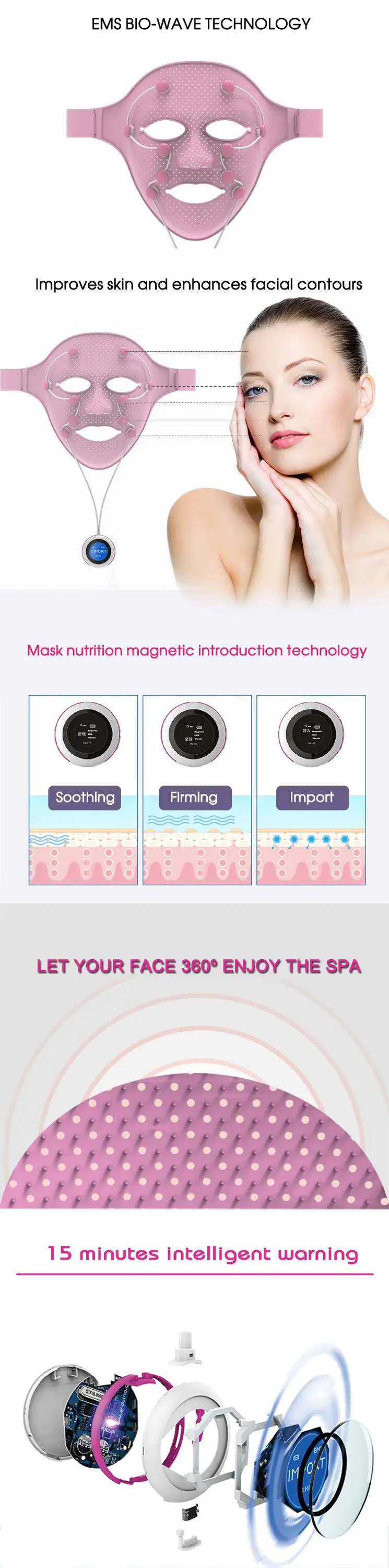 LED Facial Mask Photon Light Therapy Treatment Face Mask Skin Care Rejuvenation Anti Wrinkle Acne Beauty Massager