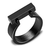 New Designs Fashion Trendy Titanium High Polishing Unique Rectangular Unisex Customized Logo Rings