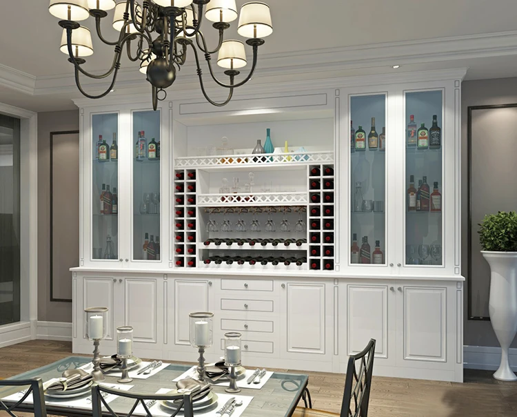 Home Bar Office Furniture pvc Wine Drinks Cabinet With Storage Function