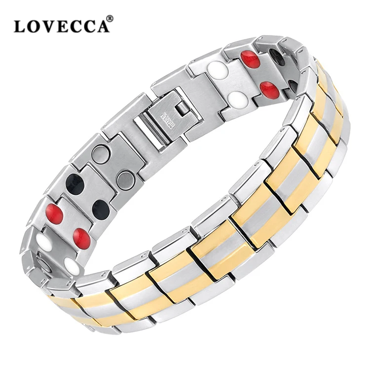 

New fashion Health jewelry men magnetic bracelet stainless steel Germanium Bio Energy Bracelet negative ion health bracelet, Silver;gold;rose gold;black