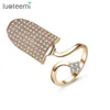 LUOTEEMI Sparkling Fingernail Anillos Top Grade Micro CZ Bague Femme Pave Resizable Nail Rings