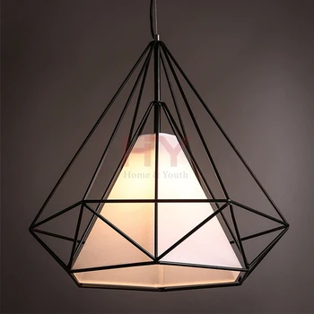 Iron Black Geometric Lampshade Cage Ceiling Pendant Edison Light