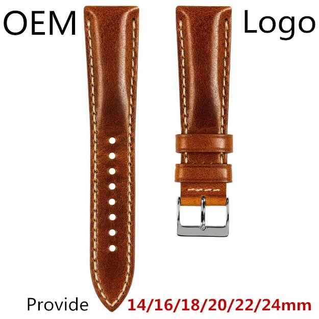 

Customized Vintage Leather Watch Band Strap Quick Release Exchangable Waterproof 16/18/20/22/24mm Leather Strap brand, Black/ brown/pink/white