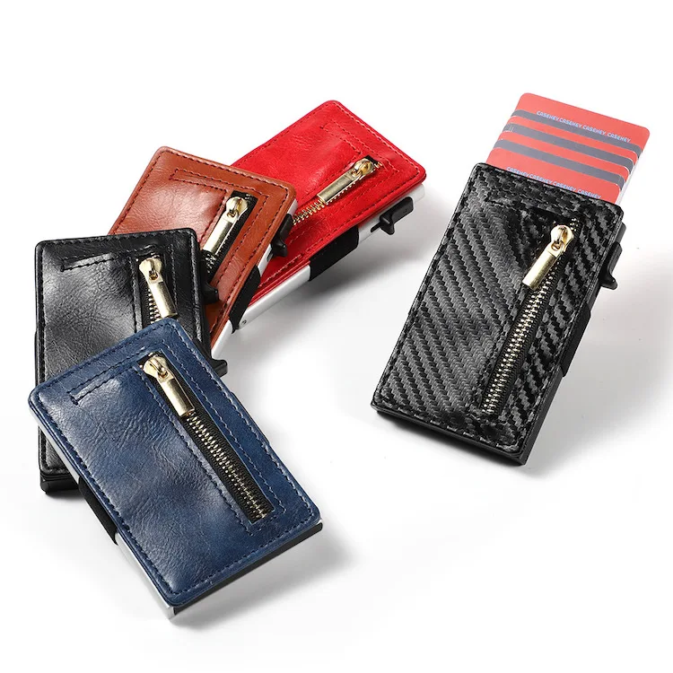 

RFID Slim Wallet Front Pocket Wallet Minimalist Secure Thin Credit Card Holder for men and women, Black, dark brown, blue, red, carbon fiber