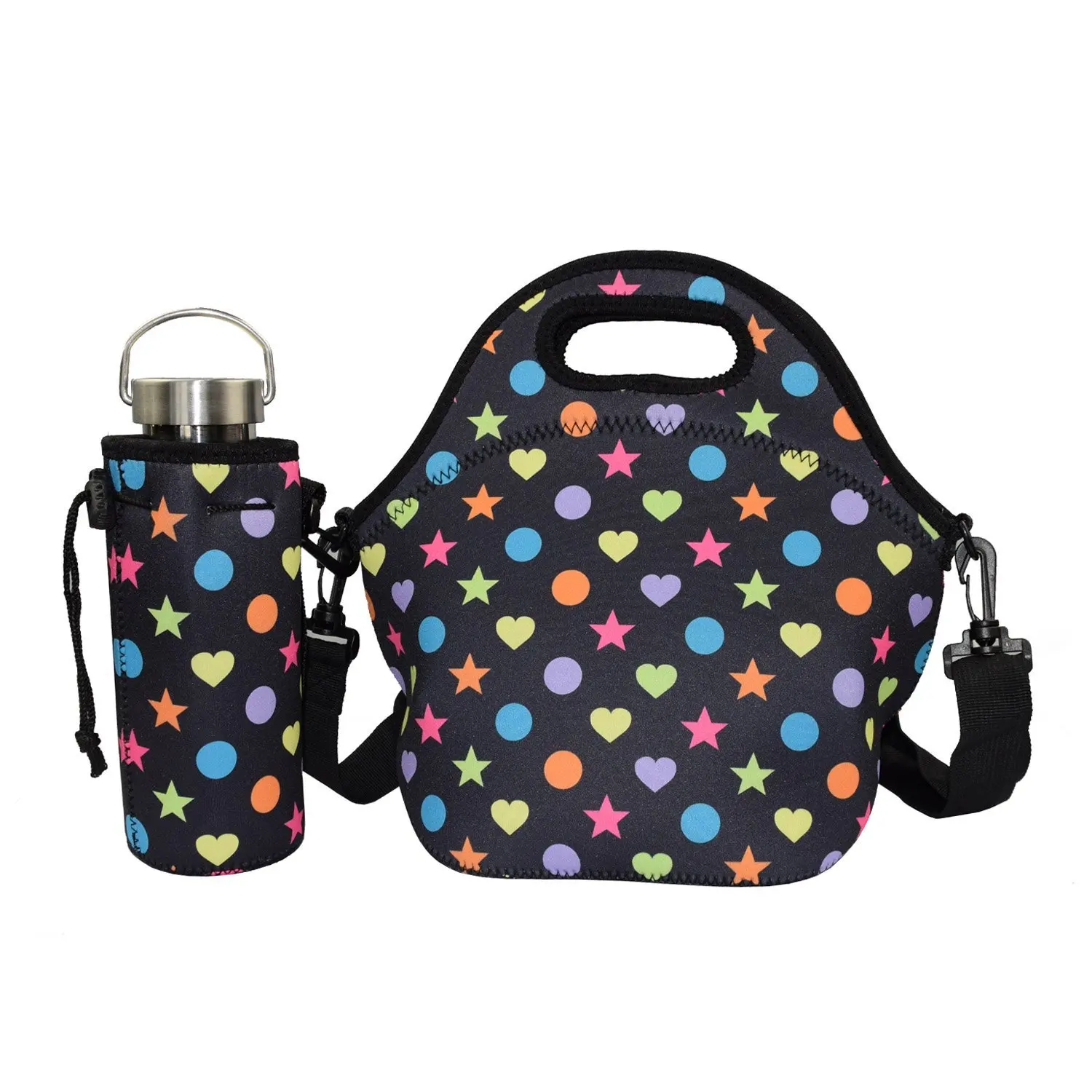 women's lunch tote with water bottle holder