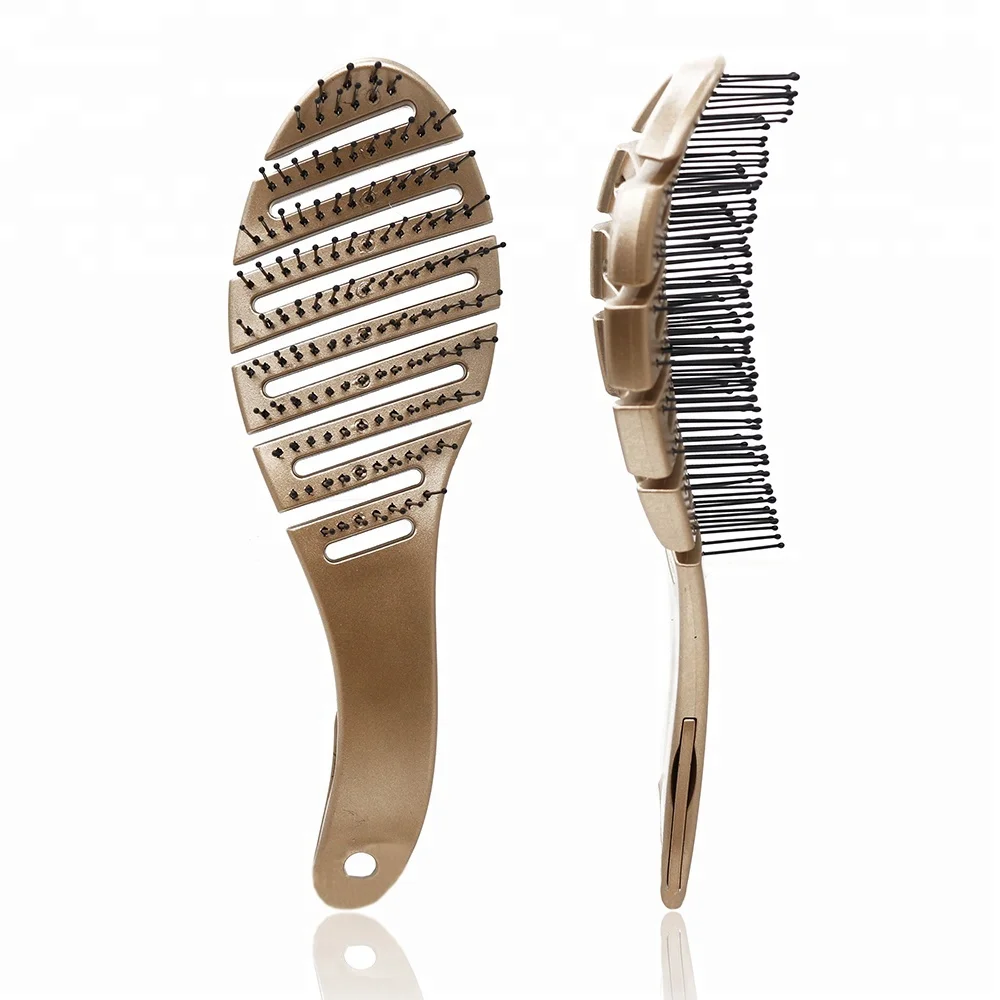 

Gold Color Hairbrush Detangle Massage Comb Hair Detangler Brush For Curly Hair