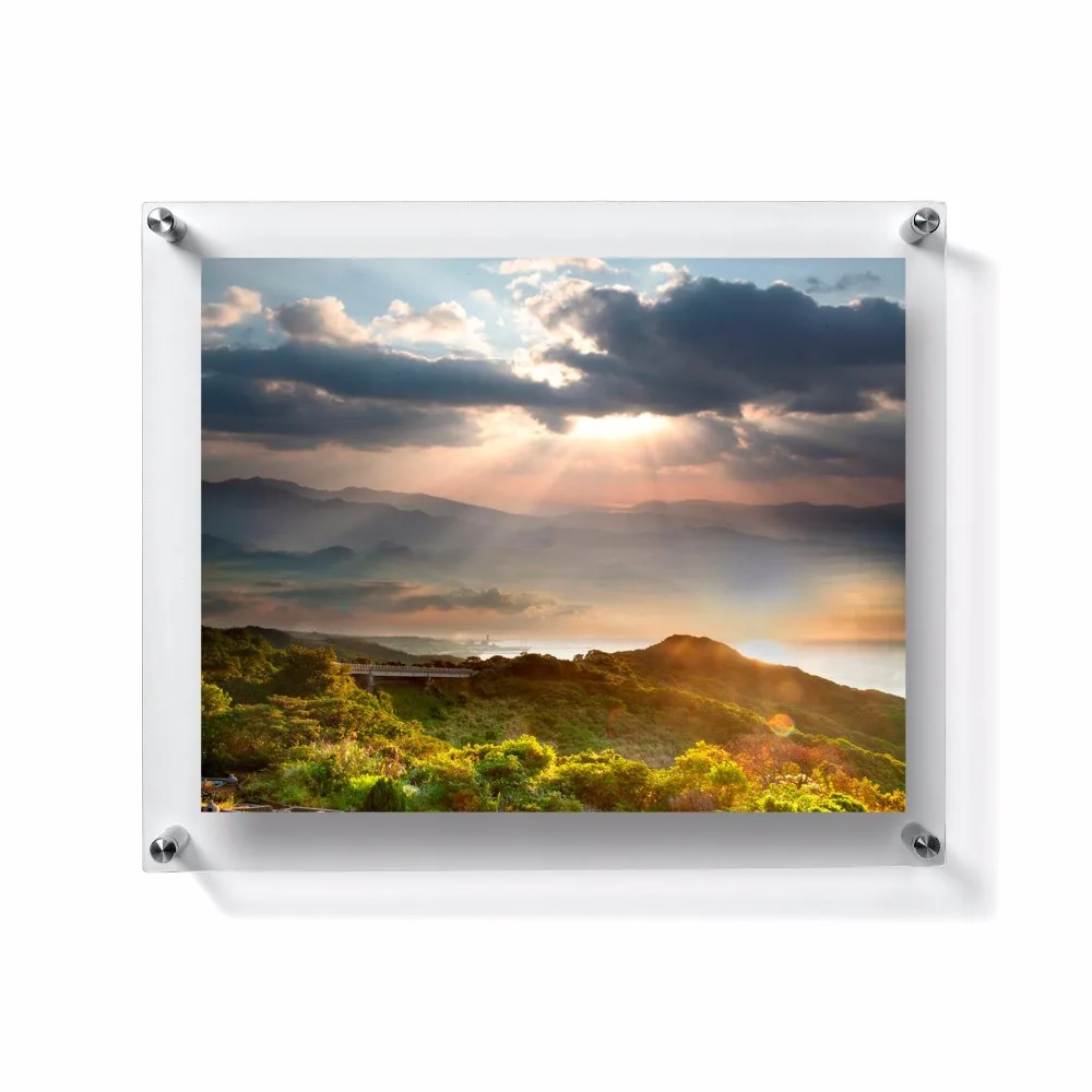 
15 x 18 inch Desktop Double Panel Clear Acrylic Floating Frame Picture 