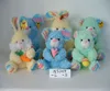 promotional customized lovely soft plush stuffed easter 3-colour bear,rabbit,mouse animal toy with carrot,flower,banana