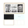 8.5x16.3 Gold Frame - Ivory Mat for Three 5x7 Pictures - Aluminum Metal - Sawtooth Hangers- Swivel Tabs - Wall Mounting