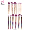 2018 Rainbow Gradient Rose Gold Cellular 6pcs Plastic Fan Foundation Makeup Brush set