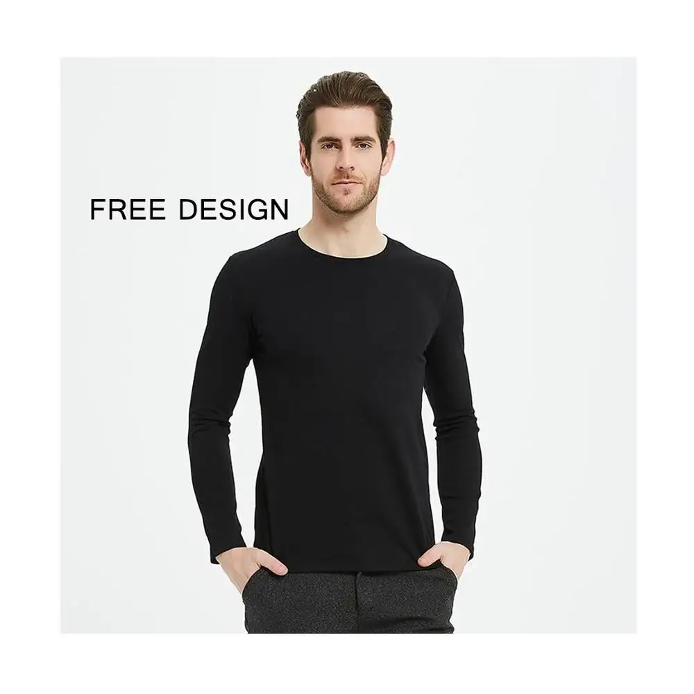 

long sleeve black muscle fit clothes oem fitness custom collar t-shirt, Any color