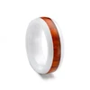 White ceramic ring with wood inlay, ceramic ring, Shenzhen man