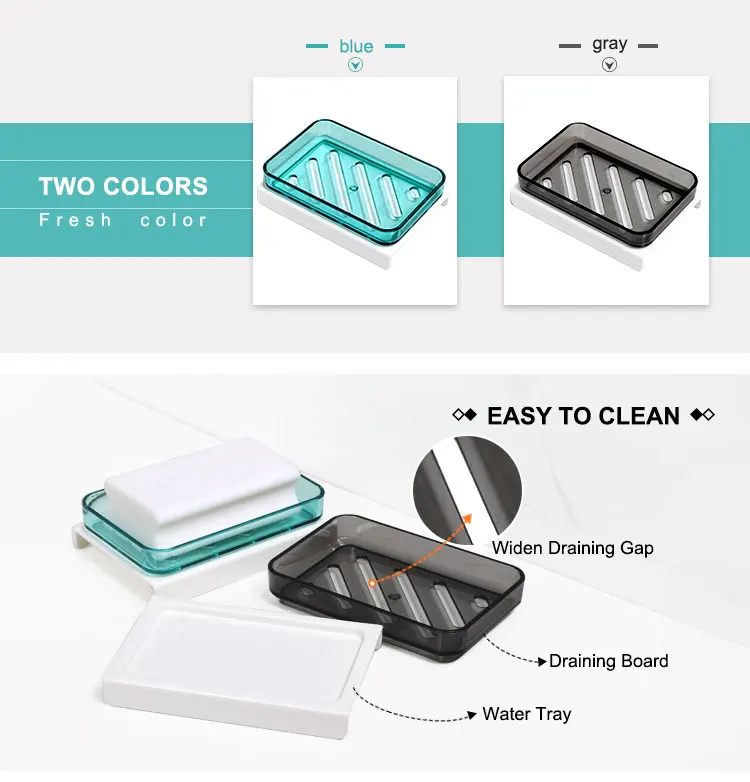 Bathroom laundry plastic two color Soap Drying Draining Holder big size soap dish soap box