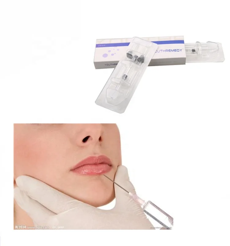

HA hyaluronic acid 2ml 24mg long lasting facial dermal filler lip enhancement injections deep for lip shaping, Transparent