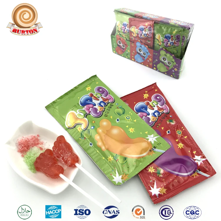Fruity Assorted Flavors Foot Shaped Lollipop With Strong Magic Popping