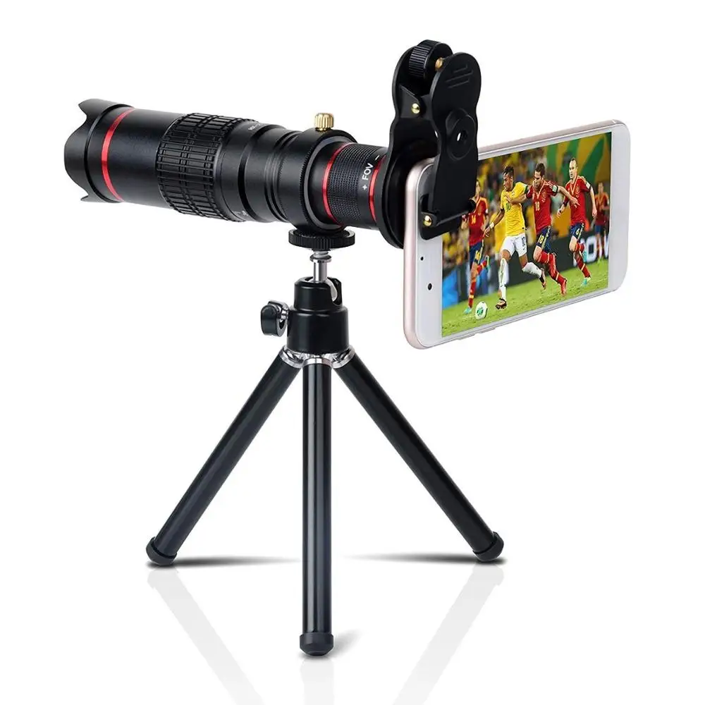 

HD 4K 22x Zoom Mobile Phone Telescope Lens Telephoto External Smartphone Camera Lenses, Black