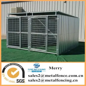 5'x10' Shed Row Style Metal Tube Dog Kennel With Roof Shelter And 2 Dog ...