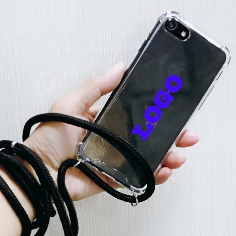 

High Quality For iPhone 6 7 8 X Crossbody Necklace Cord Custom TPU Shockproof Cell Phone Case Shoulder Strap