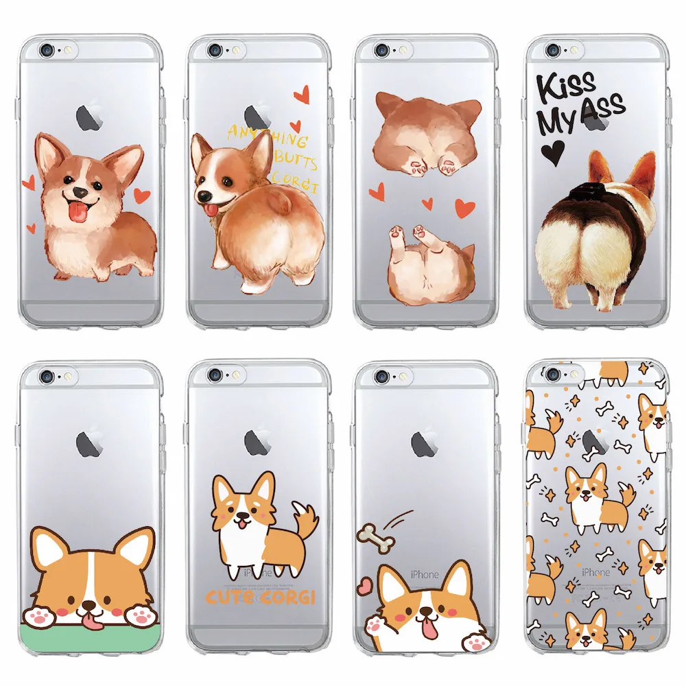 

Cute Corgi Butt Animal Puppy Soft Clear Phone Case For iPhone 12 Mini X XR 11 Pro 7 7Plus 6 6S 5 5S SE XS Max