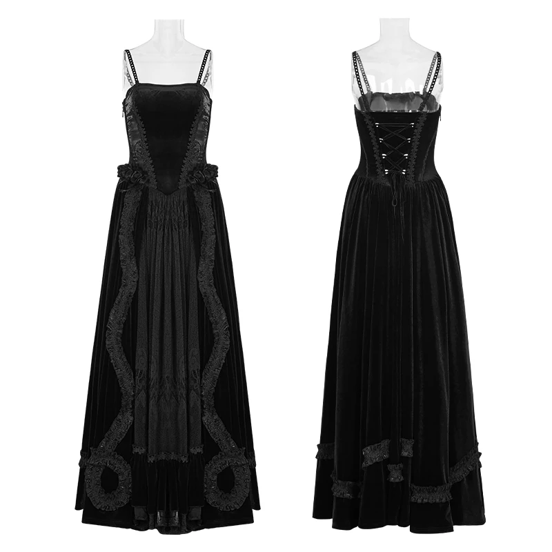 Q-339 Gothic Dress Gorgeous Velvet Victorian Maxi Sleeveless Long Dress