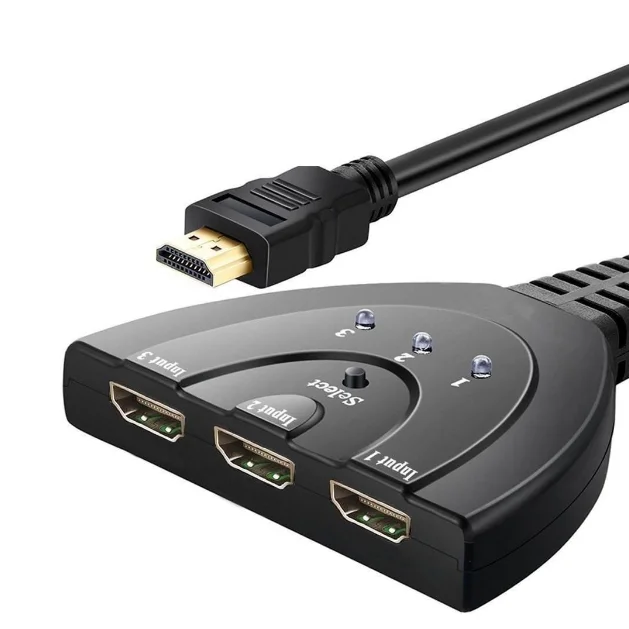 3-port 3 in 1 out 3x1 pass hdcp hd switch with pigtail cable