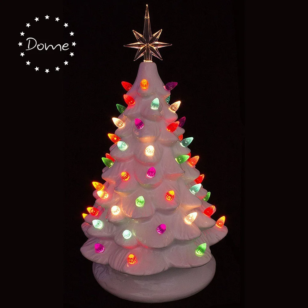 Battery Operated Green Ceramic Christmas Tree With Lights Buy Ceramic